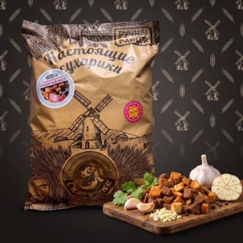 Сухарики ржано-пшеничные Снэкушки, чесночный микс, 1 кг